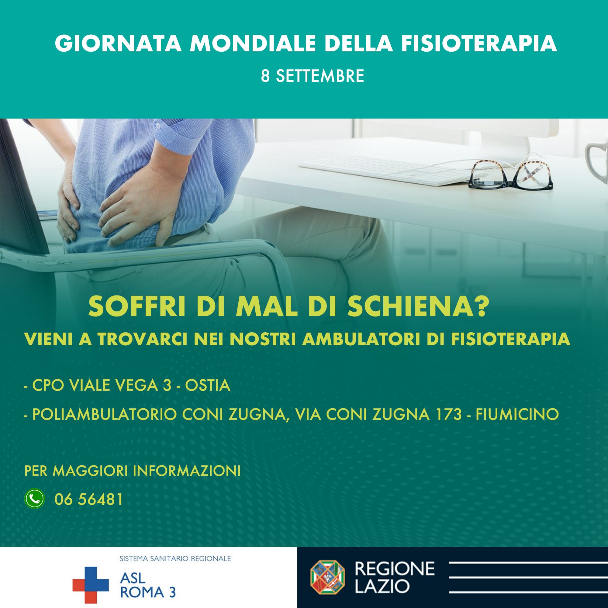 Giornata Mondiale della Fisioterapia: ad Ostia e Fiumicino ambulatori per counseling e terapie