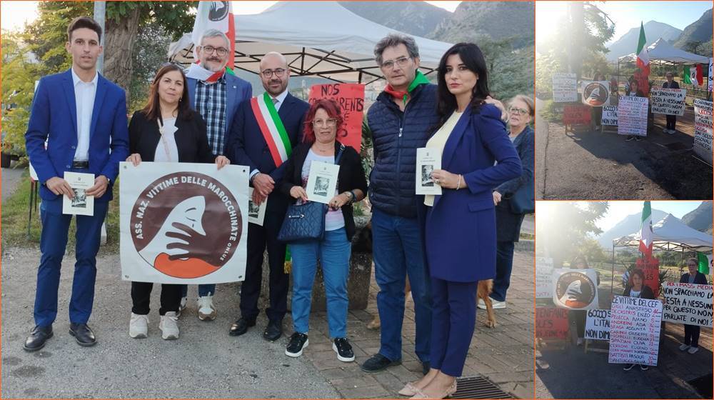 Sit-in dell’Associazione Nazionale Vittime delle Marocchinate davanti al cimitero militare francese di Venafro